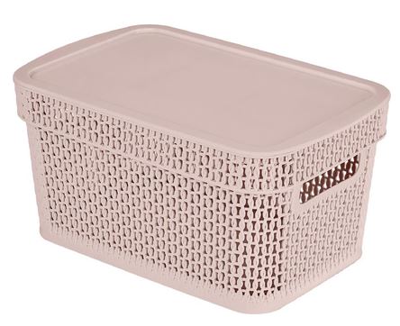 Корзина для хранения Keeplex Ajur с крышкой 5л 28,1х18,5х13,9см бежевый топаз